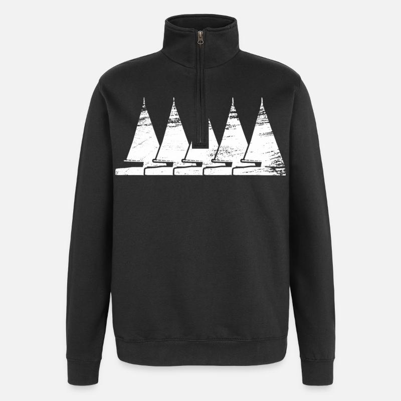 Sailing Ship Drawing - Quarter-Zip Sweatshirt - black