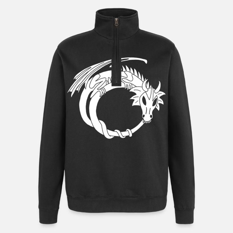 L'anneau du dragon blanc - Sweat à zip 1/4 - noir