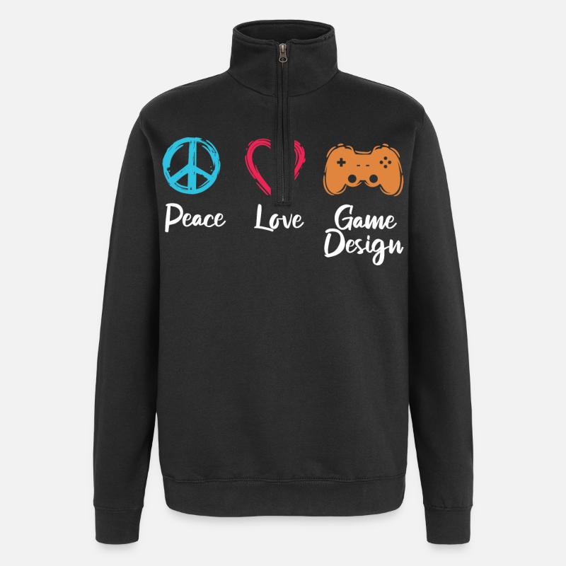Peace Love Game Design - Quarter-Zip Sweatshirt - black