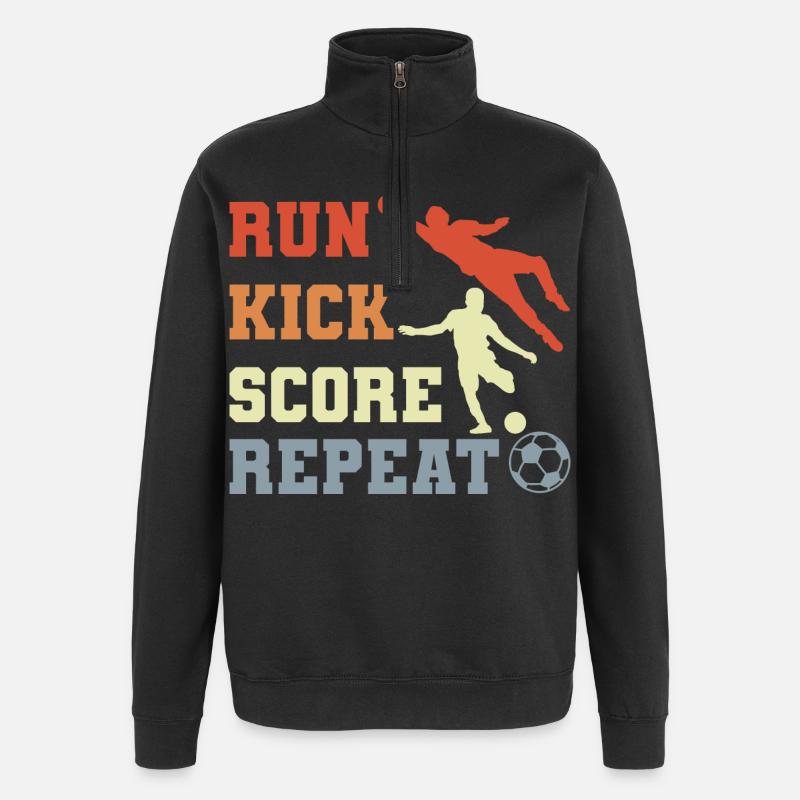Fußballspieler Routine - Quarter-Zip-Sweatshirt - Schwarz