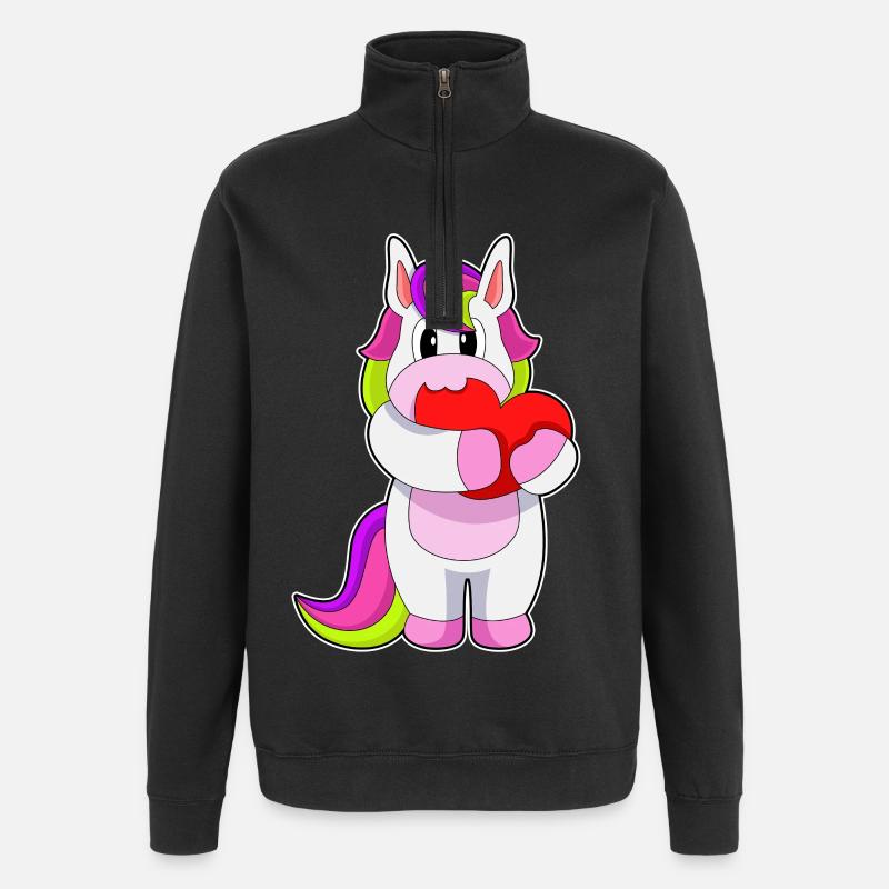 Einhorn Herz - Quarter-Zip-Sweatshirt - Schwarz