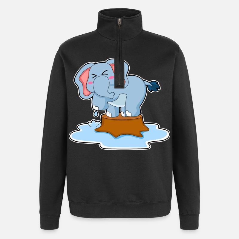 Elefant Wasser - Quarter-Zip-Sweatshirt - Schwarz