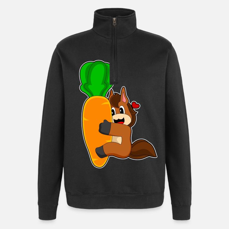 Pferd Karotte - Quarter-Zip-Sweatshirt - Schwarz