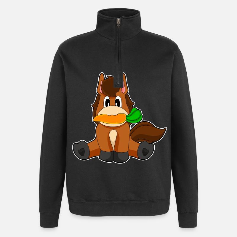 Pferd Karotte - Quarter-Zip-Sweatshirt - Schwarz
