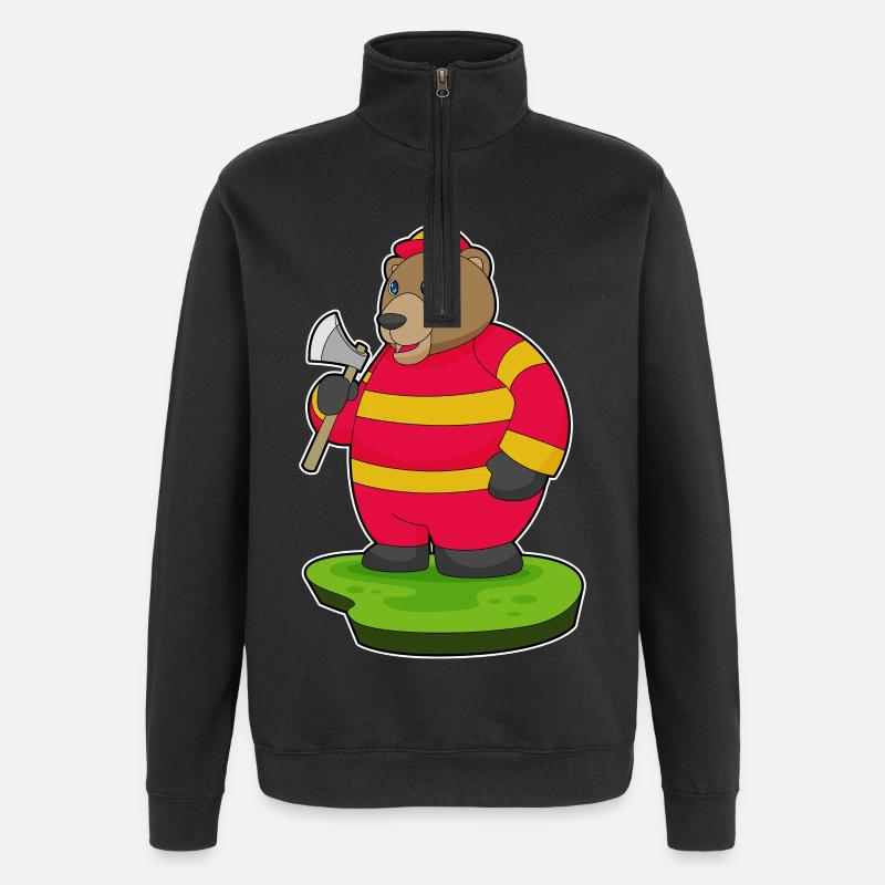 Hache de pompier ours - Sweat à zip 1/4 - noir