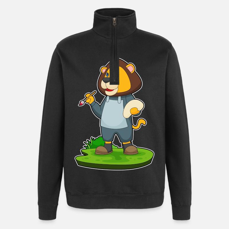 Pinceau Lion - Sweat à zip 1/4 - noir