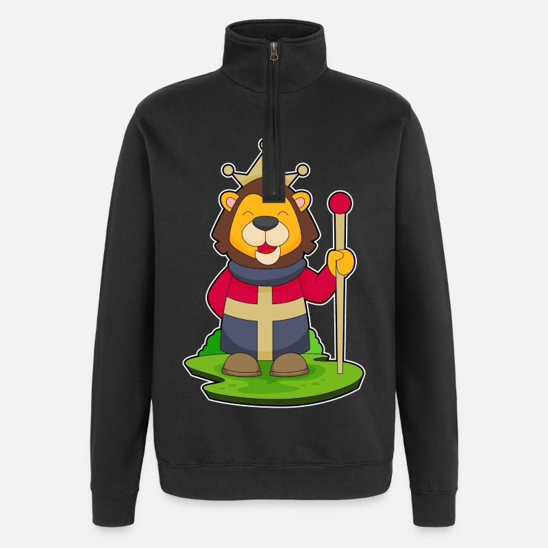 Couronne du roi Léo - Sweat à zip 1/4 - noir
