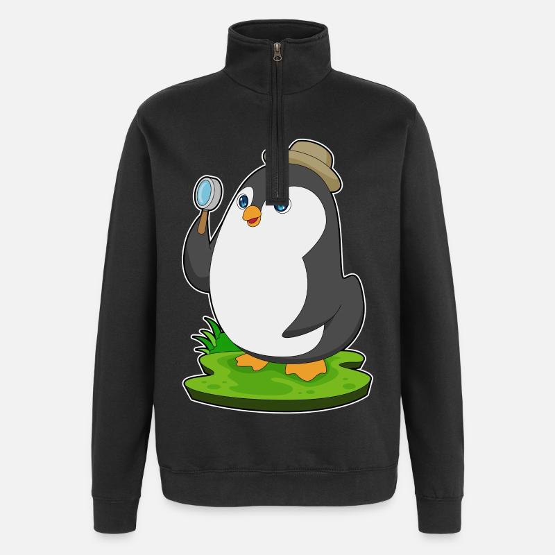 Pingouin Détective Magnifier - Sweat à zip 1/4 - noir