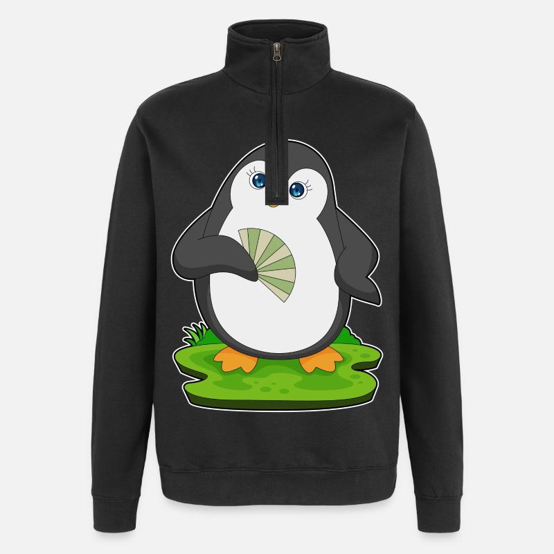 Pingouin Éventail à main - Sweat à zip 1/4 - noir