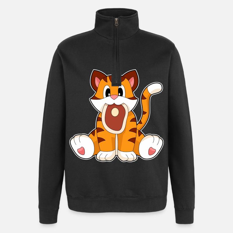 Tiger Fleisch - Quarter-Zip-Sweatshirt - Schwarz