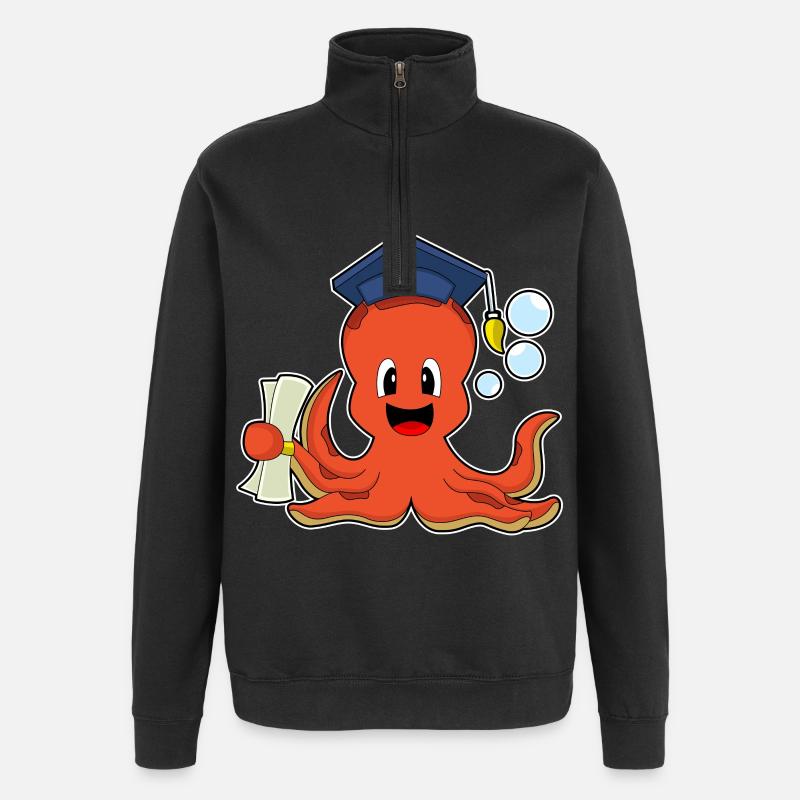 Krake Student Diplom - Quarter-Zip-Sweatshirt - Schwarz