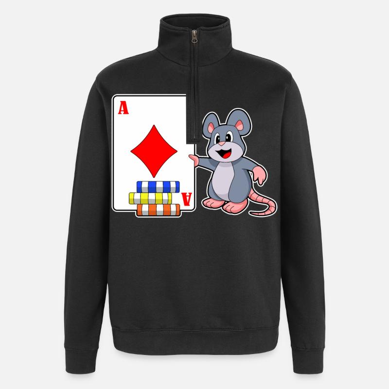 Maus Poker Pokerkarten Pokerchips - Quarter-Zip-Sweatshirt - Schwarz