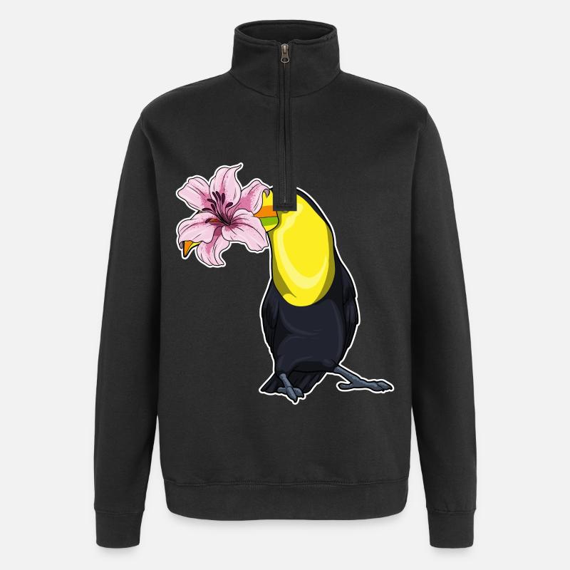 Toucan Fleurs de lys - Sweat à zip 1/4 - noir