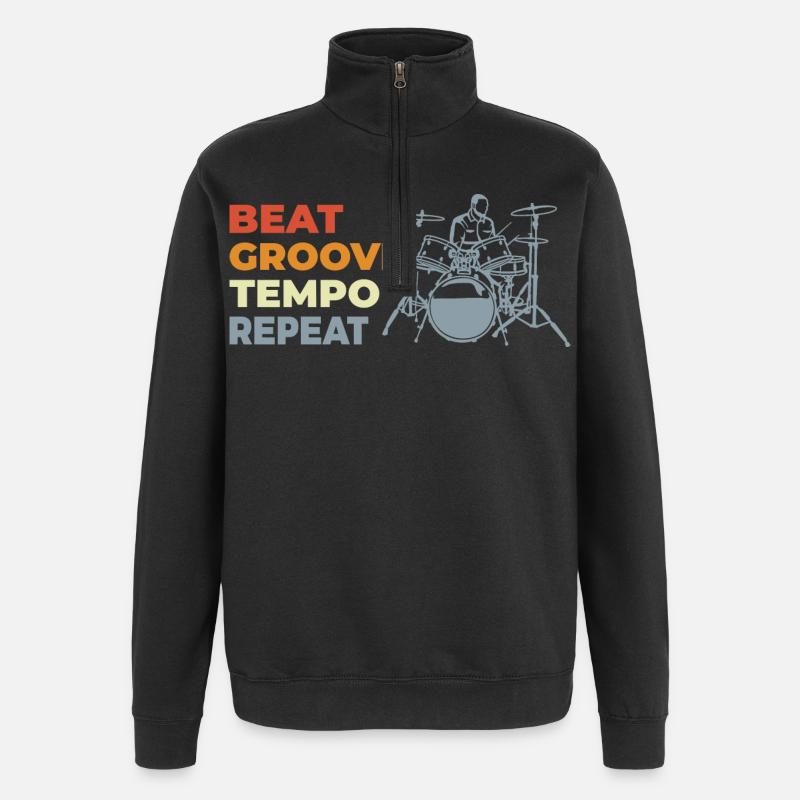 Schlagzeuger Motivation - Quarter-Zip-Sweatshirt - Schwarz