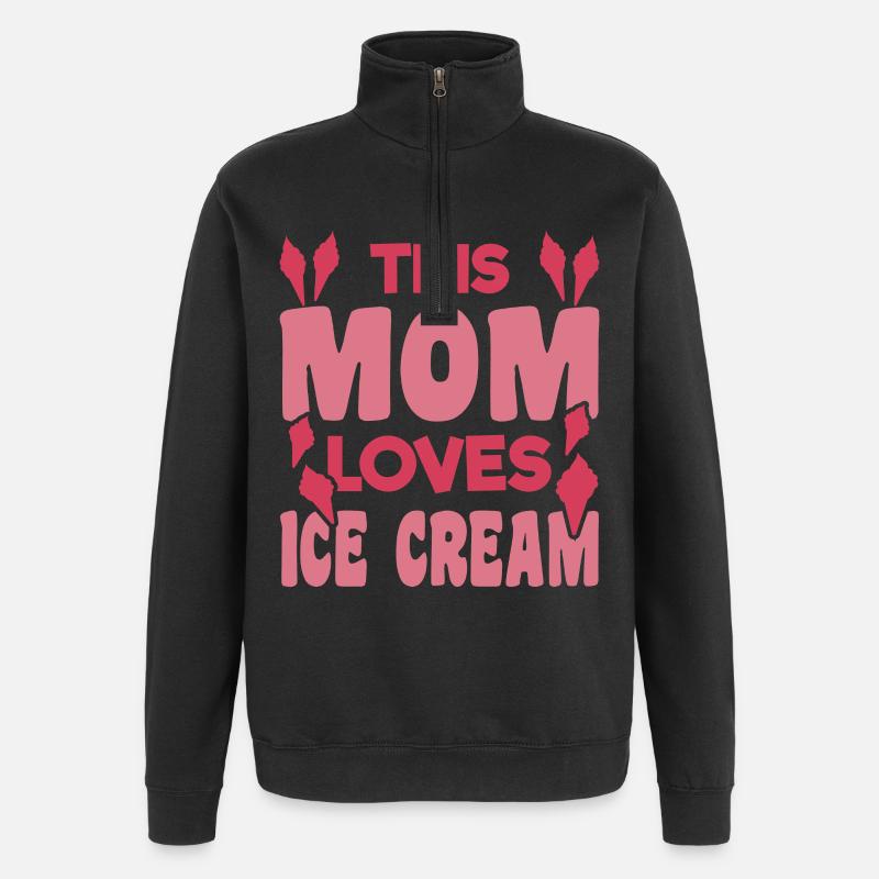 Eiscreme Mama - Quarter-Zip-Sweatshirt - Schwarz