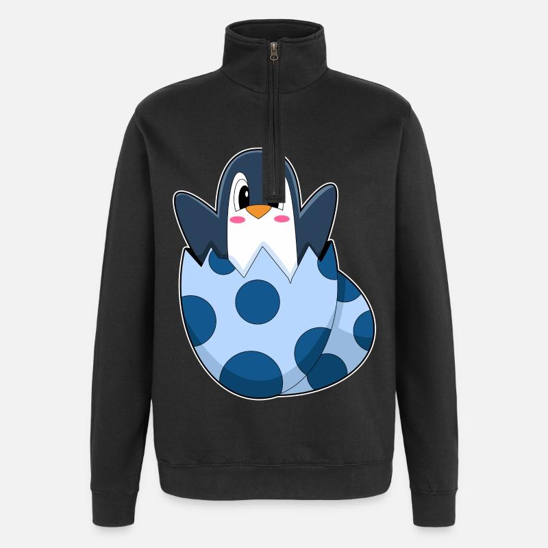 Pinguin Ei - Quarter-Zip-Sweatshirt - Schwarz