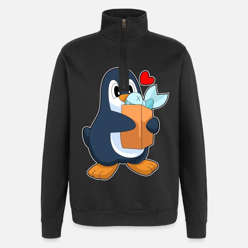 Poisson manchot - Sweat à zip 1/4 - noir