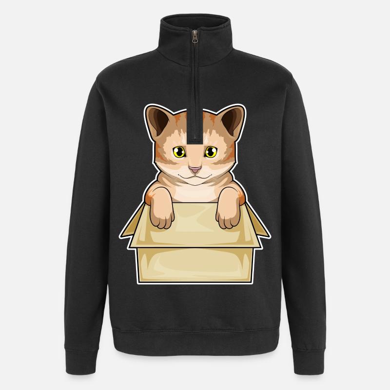 Cat Box - Sweat à zip 1/4 - noir