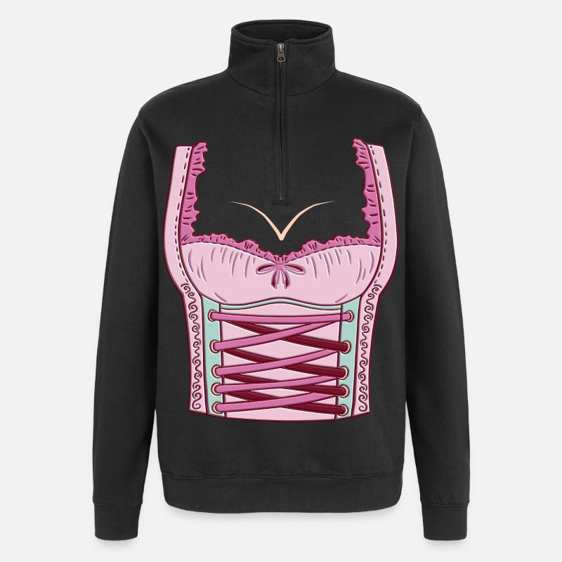 Korsettdesign Rosa - Quarter-Zip-Sweatshirt - Schwarz
