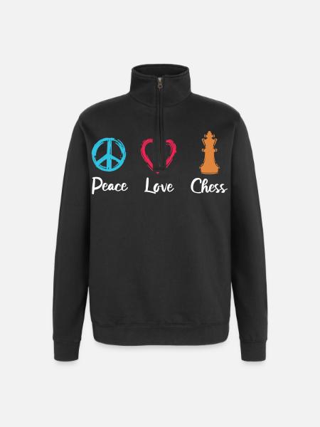 Peace Love Chess - Quarter-Zip Sweatshirt - black