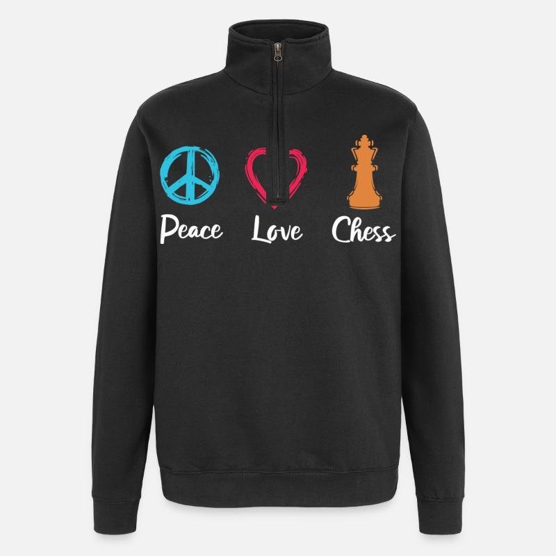 Frieden Liebe Schach - Quarter-Zip-Sweatshirt - Schwarz