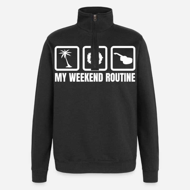 Ukulele Spieler Wochenende - Quarter-Zip-Sweatshirt - Schwarz