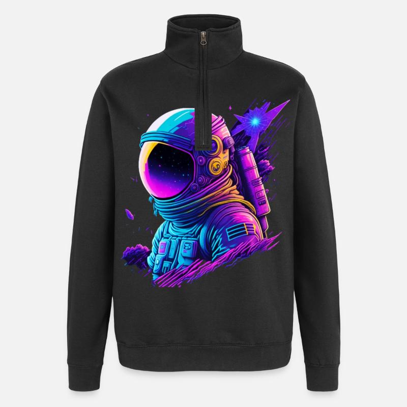 Synthwave Astronaute Space Explorer - Sweat à zip 1/4 - noir