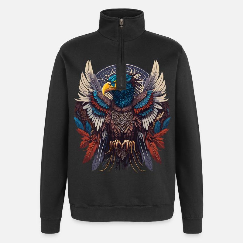 Native American Adler Traumfänger - Quarter-Zip-Sweatshirt - Schwarz