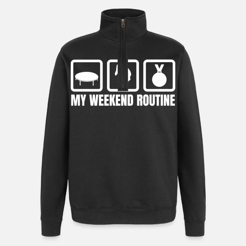 Routine du week-end trampoline - Sweat à zip 1/4 - noir