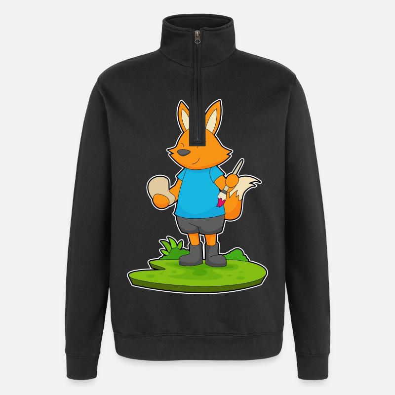 Fuchs Malen Pinsel - Quarter-Zip-Sweatshirt - Schwarz