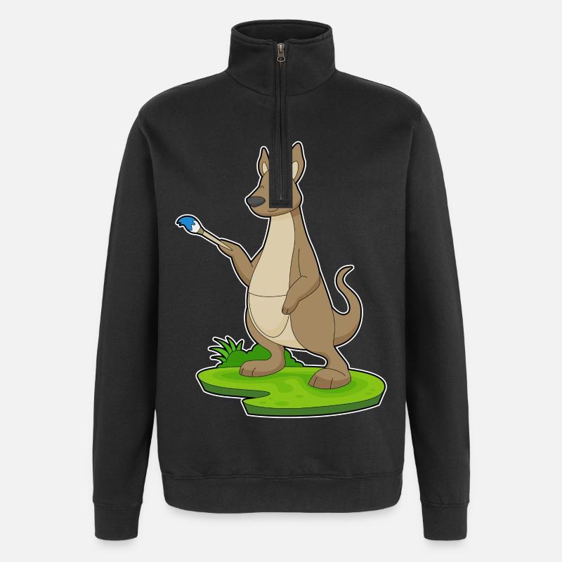 Känguru Maler Pinsel Malen - Quarter-Zip-Sweatshirt - Schwarz