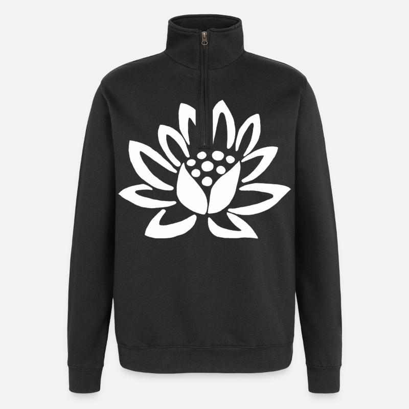 White Lotus and Nature - Quarter-Zip Sweatshirt - black