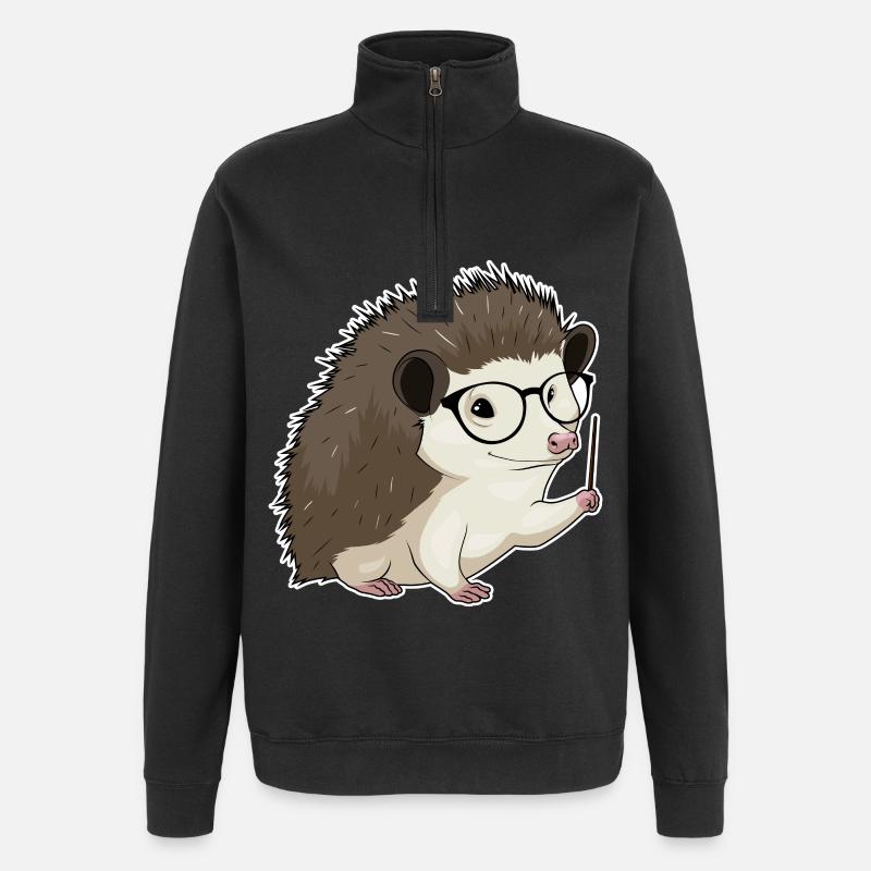Pointeur d’enseignant hérisson - Sweat à zip 1/4 - noir
