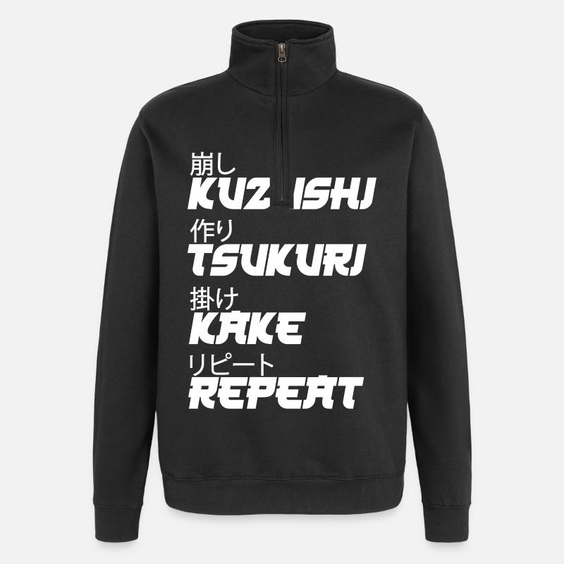 Judo Techniken - Quarter-Zip-Sweatshirt - Schwarz