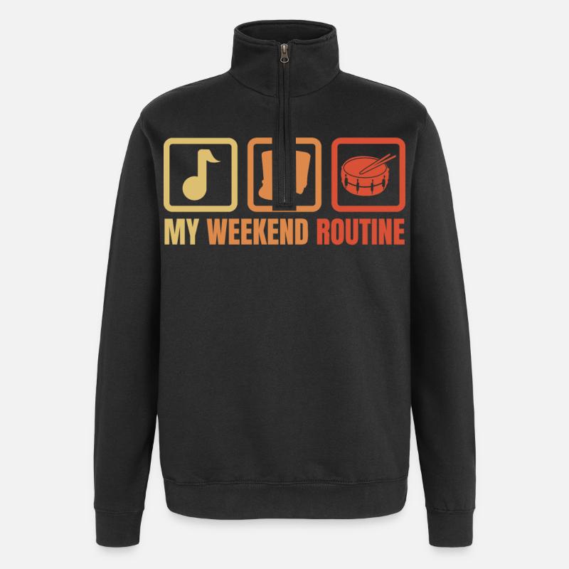 Funny Drummer Weekend - Quarter-Zip Sweatshirt - black