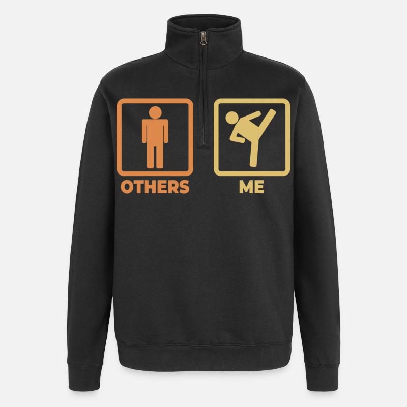 Kickboxer stick figures - Quarter-Zip Sweatshirt - black