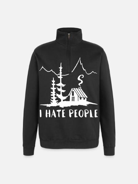 Solitaire (blanc) - Sweat à zip 1/4 - noir