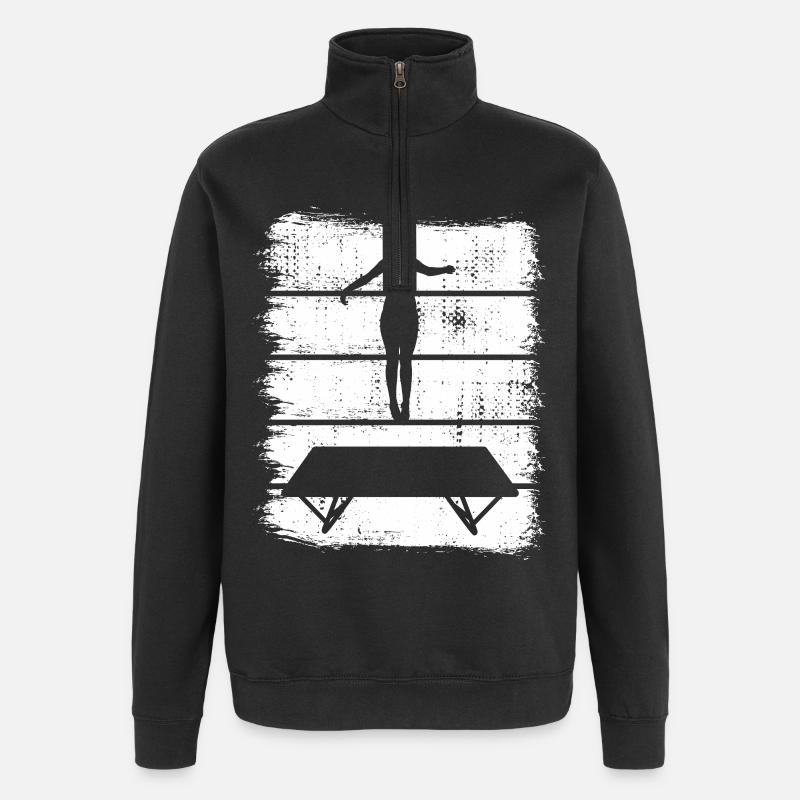 Dessin de trampoline - Sweat à zip 1/4 - noir