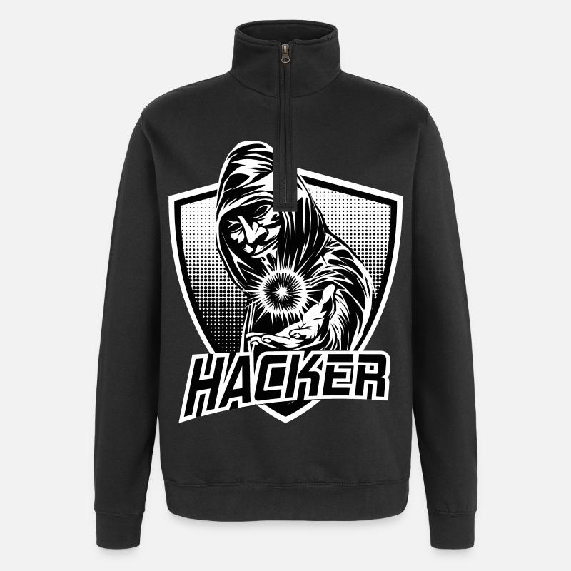 HACKER - Sweat à zip 1/4 - noir