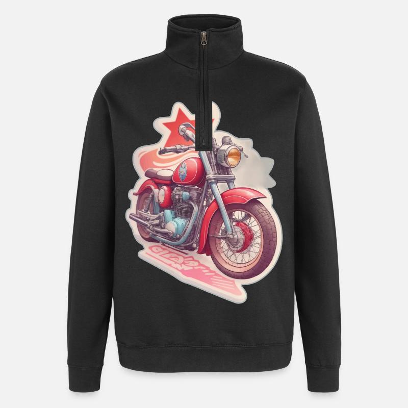 Motorrad Design - Quarter-Zip-Sweatshirt - Schwarz