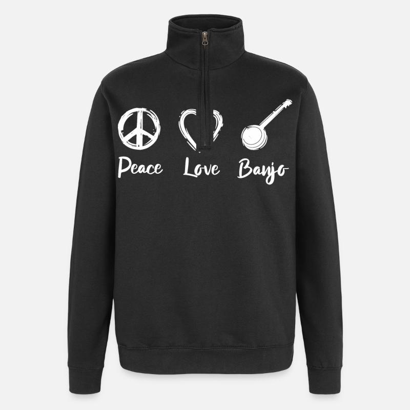 Peace Love Banjo - Sweat à zip 1/4 - noir