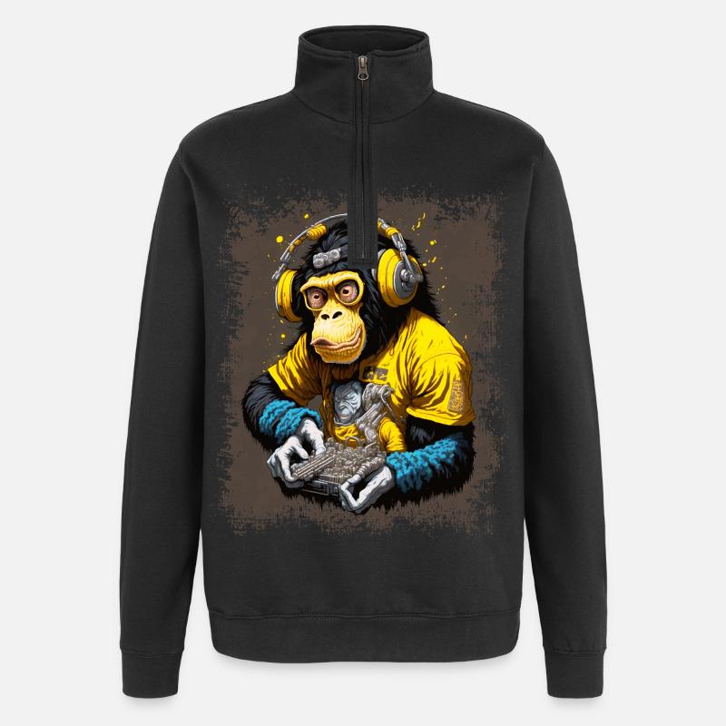 DJ Monkey - Quarter-Zip Sweatshirt - black