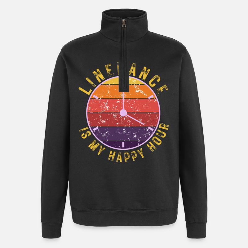 Geschenkidee: Linedance is my happy hour - Quarter-Zip-Sweatshirt - Schwarz