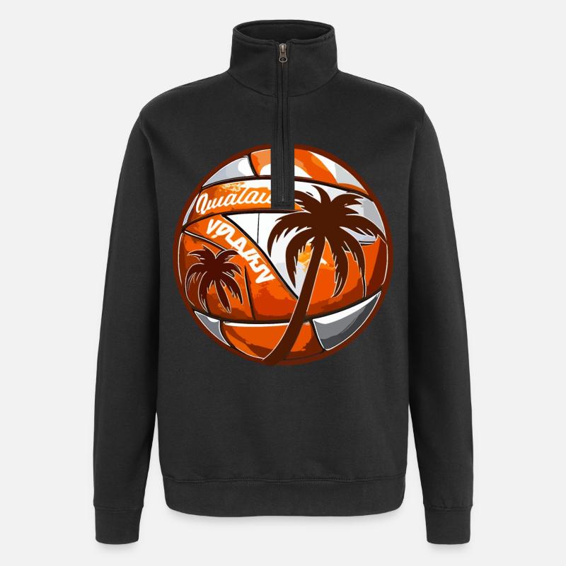 Volley-ball de plage avec palmiers - Sweat à zip 1/4 - noir