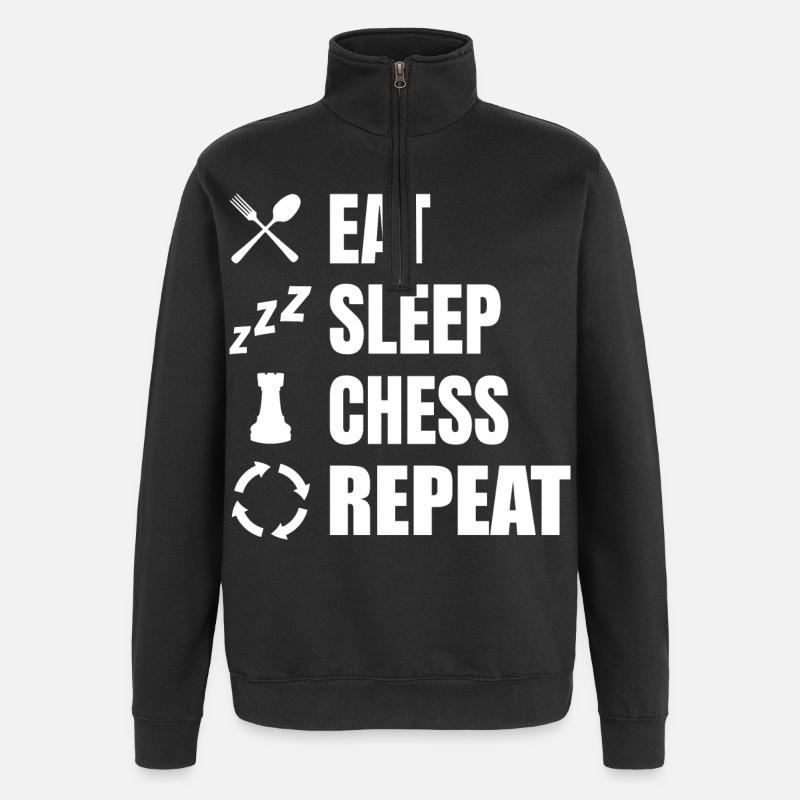 Eat Sleep Chess Repeat - Quarter-Zip Sweatshirt - black