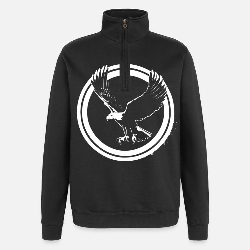 Eagle logo in circles - Quarter-Zip Sweatshirt - black