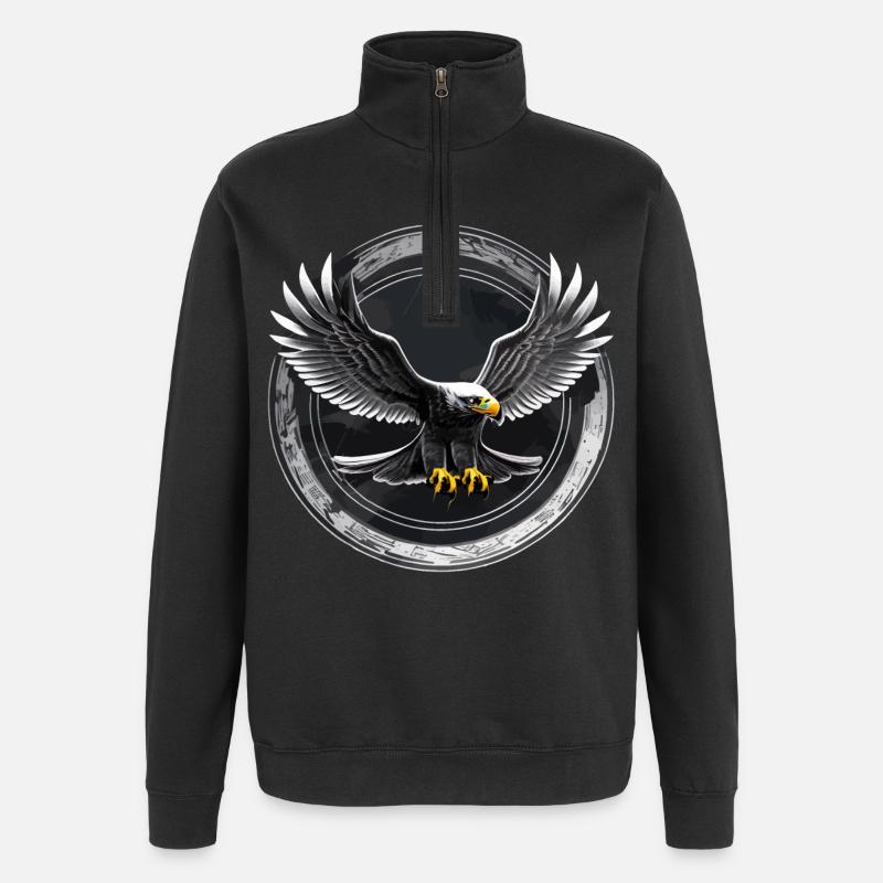 Eagle logo in circle - Quarter-Zip Sweatshirt - black