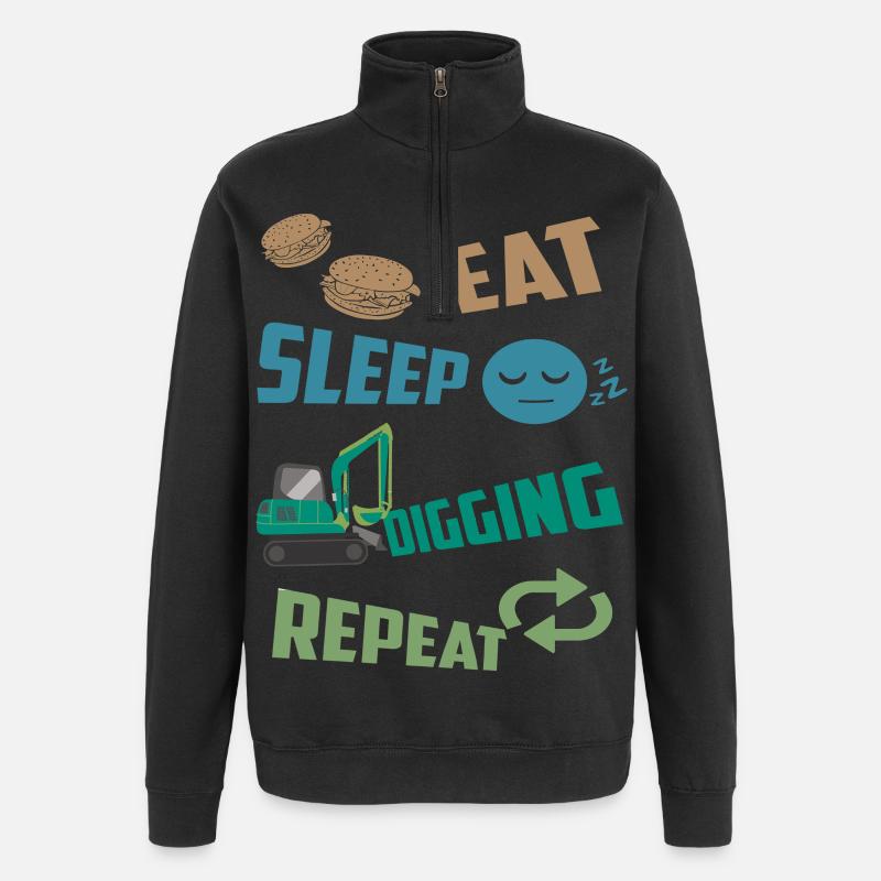 Baggerfahrer - Quarter-Zip-Sweatshirt - Schwarz