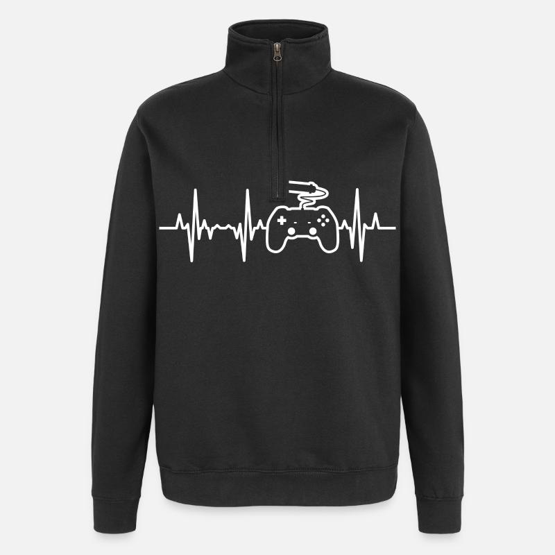 Game Design Herzlinie - Quarter-Zip-Sweatshirt - Schwarz