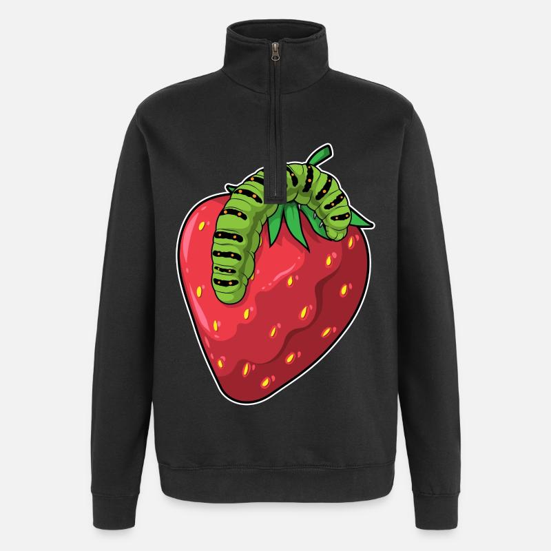 Raupe Erdbeere - Quarter-Zip-Sweatshirt - Schwarz